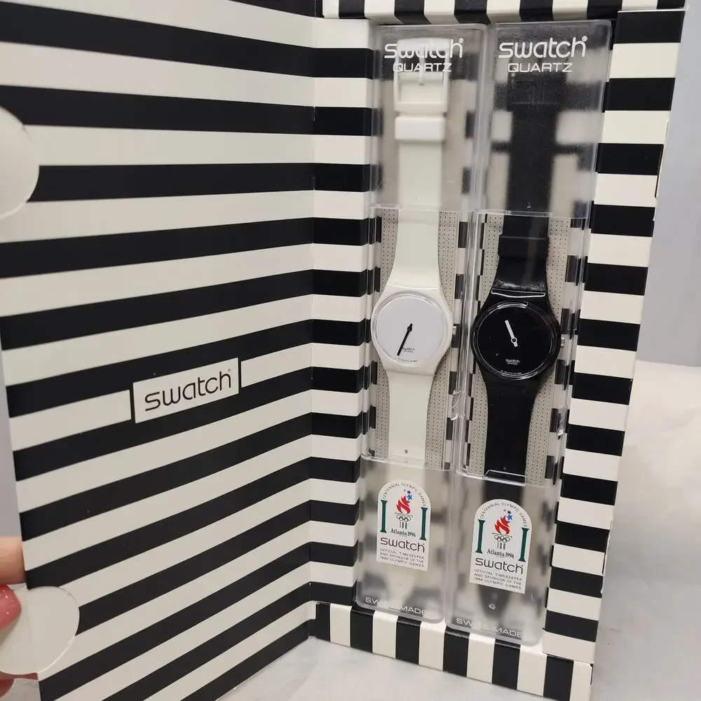 Swatch Vintage UNOPENED UNWORN Pair Black White GZS10 1995 Mint Condition